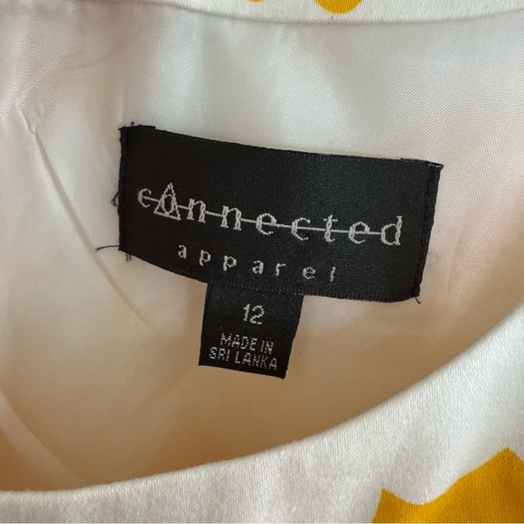 Connected Apparel Floral Yellow White Dress Belted Sleeveless Pleated 12 - Picture 9 of 10